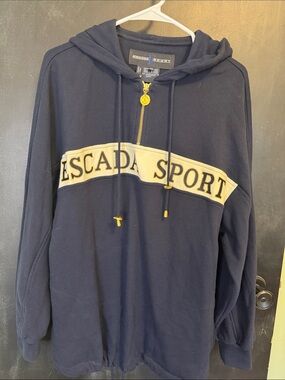 Vintage 90s Escada Sport Embroidered Spell Out Oversized Hoodie